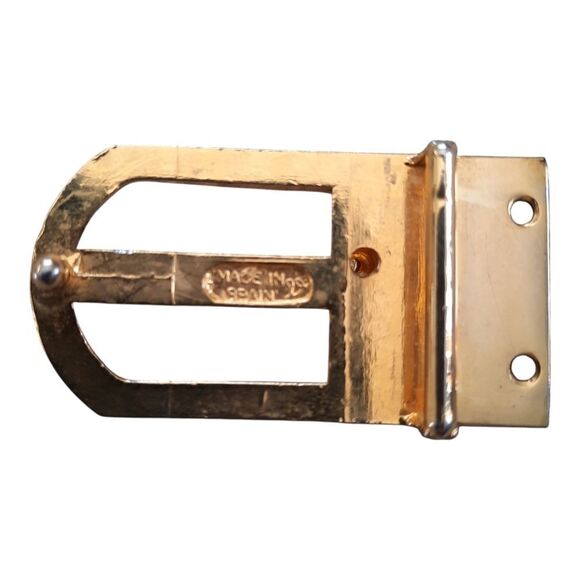 1980s Designer Leather Belt with Logo Buckle - Picture 3 of 5